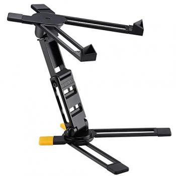 Hercules DG400BB Laptop Stand - Adjustable height, sturdy aluminum construction, non-slip rubber pads, lightweight design, portable and foldable, compatible with various laptop sizes