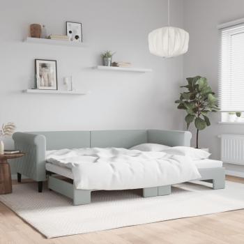 Sofá cama nido terciopelo gris claro 90x200 cm con cama extraíble