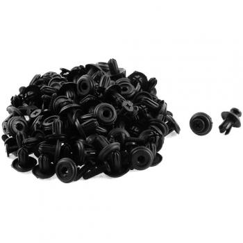 sourcing map 100Pcs 6mm Cierre Precintadoras Remaches de Plástico Negro Sujeción Clips