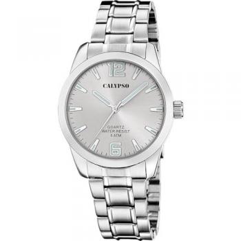 Reloj Calypso Basic K5866/2 Gris Hombre - Acero Inoxidable, 39 mm, Esfera Plateada, Caja de Acero Inoxidable 316l Plateado, Correa de Acero Inox