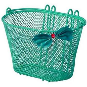 Cesta Delantera para Niños Basil Jasmin Bow-Tie 10 Litros Verde Mint, Acero, Montaje en Ganchos 12-20