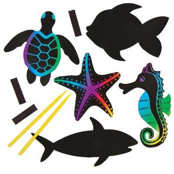 Baker Ross Kits de imanes de frigorífico para rascar con animales marinos que los niños pueden crear, personalizar y exhibir como manualidades scratch art veraniegas