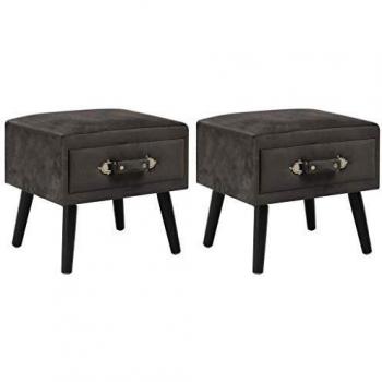 vidaXL 2X Mesitas de Noche Mobiliario y Decoración Hogar Habitación Dormir Muebles para Interiores Funcional Resistente 40x35x40cm Terciopelo Gris