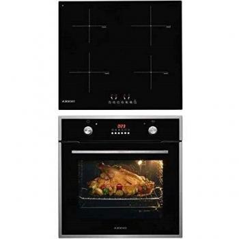 Pack Placa Inducción y Horno Jocel JPKEI200389, 4 fuegos y horno 58 Litros