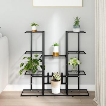 vidaXL Black Iron Flower Stand 94.5x25x89 cm