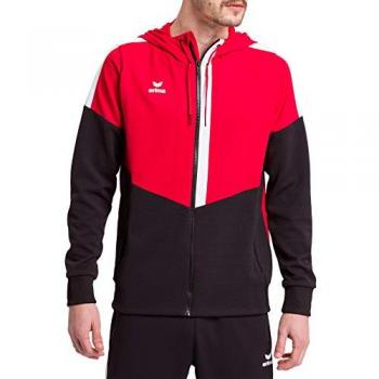 Erima Chaqueta Training con Capucha, Unisex, Rojo/Negro/Blanco, Talla L