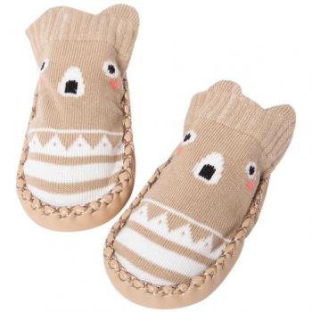 hunpta Cartoon bebé recién nacido Niñas Niños Antideslizante Calcetines Zapatillas Bell zapatos botas caqui Talla:13