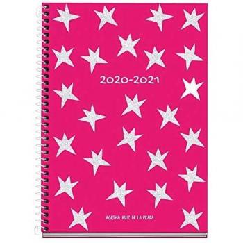 Agatha Ruiz de la Prada - Agenda Escolar Sparkle Curso Lectivo 2020-2021, Castellano, Semana vista, Tamaño 155x213mm, Papel 70g, Cubierta cartón extraduro, Color Rosa