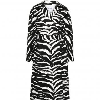 Alaia Women's Animalier Print Denim Trench Coat in Black | Size S
