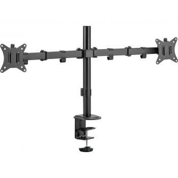 Soporte de Escritorio Doble para Monitores 17-32 con Brazos Inclinables y Giratorios 360°, VESA 100x100, Carga Máxima 9kg por Pantalla