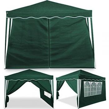 Set de 2 Paredes Laterales para Pabellón 3x3m con Ventana y Cremallera Lona Hidrófuga Verde