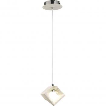 Escultura Salvio cuadrada - Colgante de techo 1 x 3W LED Cromado / Blanco