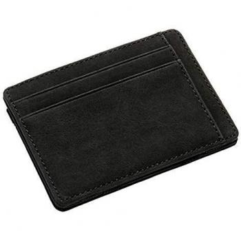 MUCO Cartera para Hombre Portatarjetas de crédito Cartera mágica con Cremallera Monedero Monedero de Cuero Plegable Cartera pequeña y Delgada