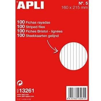 Apli 13261 Fichas Rayadas Nº5, 160 x 215 mm x 100U