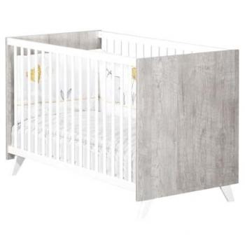 Cuna de bebé escandinava gris 120x60 cm con cómoda de 2 puertas y 1 nicho