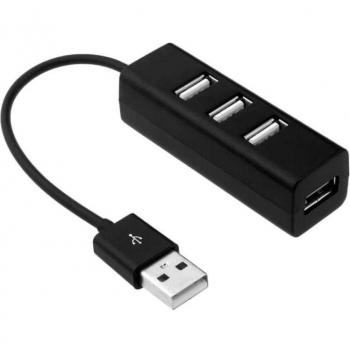 Hub USB 2.0 de 4 Puertos Multipuerto Concentrador Divisor Extensor con Interruptor para PC y Portátiles - Negro