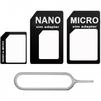 Adaptador 4 en 1 de Tarjeta SIM Nano a Micro SIM y SIM Estándar para S6, S7 Edge, iPhone 7, 6S y Honor - Accesorios Móviles