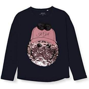 NAME IT Nkfhappy Isle LS Oversize Top Non Camiseta, Zafiro Oscuro, 116 para Niñas