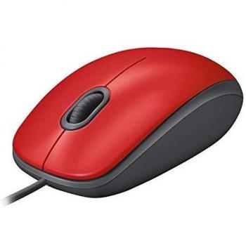 Logitech M110 Silent, Ratón con cable Cómodo ratón con discreto clic para portátiles, notebooks, PC y Mac - Rojo
