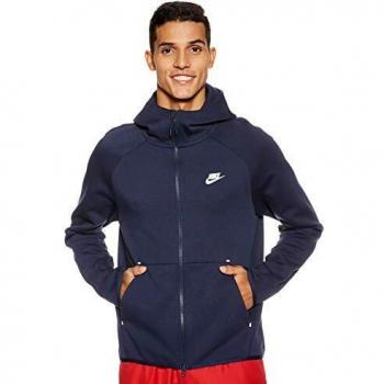 Nike M NSW TCH FLC FZ Chaqueta, Hombre, Obsidian/White, L
