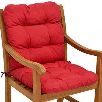 Cojín para Silla de Jardín Flair NL con Respaldo Bajo - Relleno de Copos de Gomaespuma Rojo - Beautissu