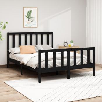 Estructura de cama de madera maciza de pino negro 140x200 cm