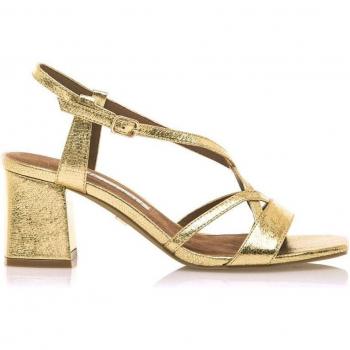 Sandalias de tacón para mujer con pala cruzada y planta de piel