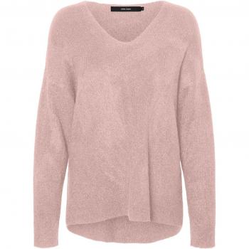 Vero Moda Women's Regular Fit V-Neck Sweater in Melange Sepia Rose