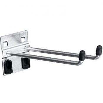 Gancho Doble 150 mm con Placa Base Ancha, Diámetro 6 mm, Pack de 5, Zincado
