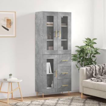 Aparador alto de madera contrachapada gris hormigón 69,5x34x180 cm