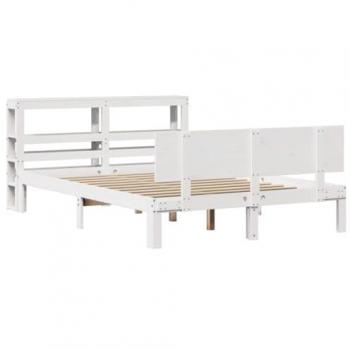Estructura de Cama con Cabecero de Madera de Pino Blanco 120x190 cm Sin Colchón