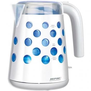 MPM MCZ-86 Hervidor de Agua Eléctrico 1.7L, Inalámbrico Base 360º, Apagado Automático, Resistencia Oculta, Interior Iluminado LED, Libre