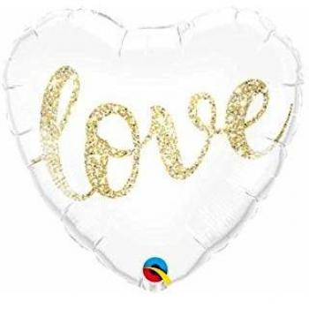 Unbekannt Globo de plástico * Love * para la Boda o el día de San Valentín // Globo Decorativo para cumpleaños, Bodas, Padres, jóvenes, Regalo, Amor, Texto Dorado