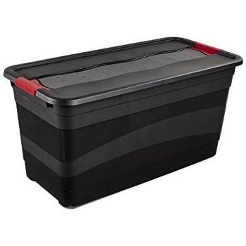 Keeeper Contenedor de Transporte Extra Robusta 83L Eckhart Gris Grafito, con tapa y cierre deslizante, dimensiones de 79,5 x 39,5 x 40 cm