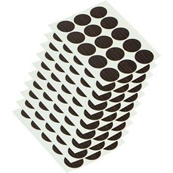 Emuca 4026683 Tapa embellecedora adhesiva, Ø20mm, Wengué, Lote de 150 piezas