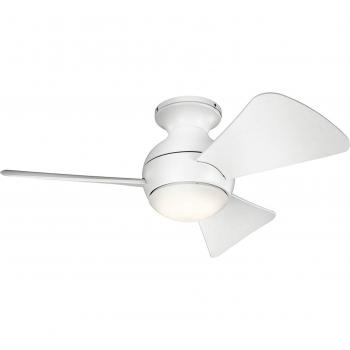 Ventilador de techo LED KICHLER Sola, IP23, color blanco mate, 3 aspas, 86 cm