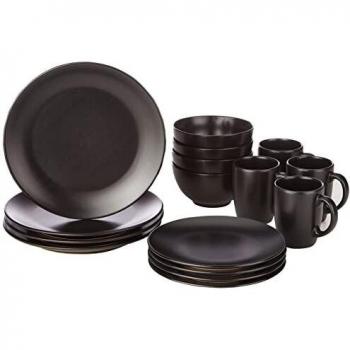 Creatable 17544, Negro y Blanco, Cena Ware Set 16 Piezas Black-Mat, Juego de 16
