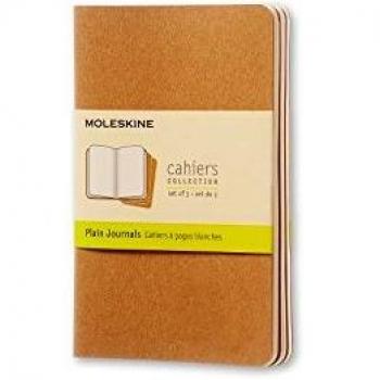 Moleskine S04940 Juego de 3 cuadernos con páginas en blanco, cubierta de cartón y bordado de algodón, 9x14 cm, Papel marrón