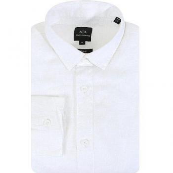 Emporio Armani White Linen Basic Shirt for Men, Size 2XL