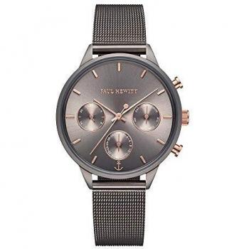 Reloj Paul Hewitt Everpulse para Dama - Cronógrafo Analógico de Acero Inoxidable con Correa de Malla Gris y Esfera Gris de 38 mm