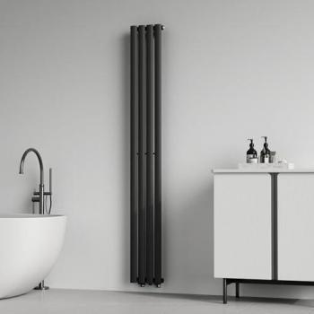 Radiador de Panel Monocapa Tubular de Acero 180x24 cm - Negro, Diseño Moderno, Conexión Inferior Central, 484W