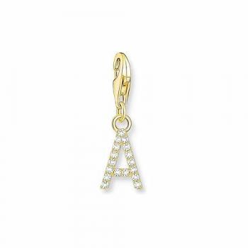 Colgante Charm Mujer Letra A con Piedras Blancas Chapado en Oro Thomas Sabo 1964-414-14