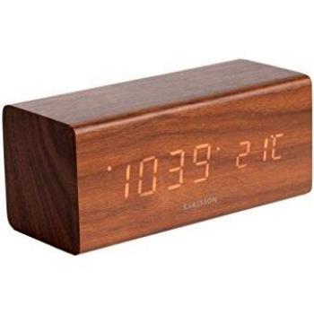Reloj despertador de chapa de madera Karlsson Block LED, rectangular, con pantalla LED