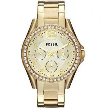 Reloj para mujer FOSSIL Riley, tamaño de caja de 38 mm, movimiento multifunción de cuarzo, correa de acero inoxidable