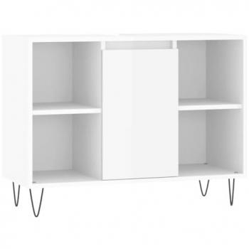 Mueble de baño madera de ingeniería blanco brillo 80x33x60 cm