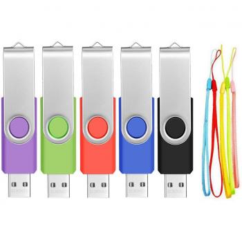 PenDrives 32GB 5 Piezas Práctico Memorias USB - Giratoria Pen Drive 32 GB Kit 5 Unidades Portátil y Económico Unidad Flash USB 2.0 - Almacenamiento de Dato Multicolor Llave USB con Cuerda by FEBNISCTE