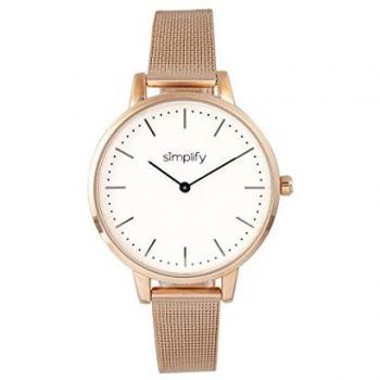 Simplify Unisex 5800 Mesh Bracelet Watch - White Stainless Steel & Rose Gold/Silver Options