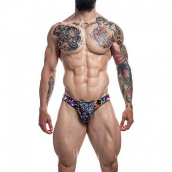 Slip Bikini de Corte Bajo Provocative Tattoo - Calzoncillo corte bajo, diseño provocativo, estampado de tatuaje, material suave y cómodo, ajuste ceñido