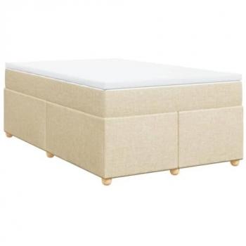 Cama box spring con colchón de muelles color crema 120x200 cm tela