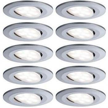 Luz empotrable LED Calla redonda dimmable IP65, 10x6,5W, 4000K, cromo mate